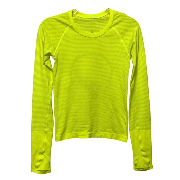 Lululemon Swiftly Tech Long Sleeve Shirt Race 2.0 Highlight Yellow Run Top Sz 2 - Picture 2 of 8